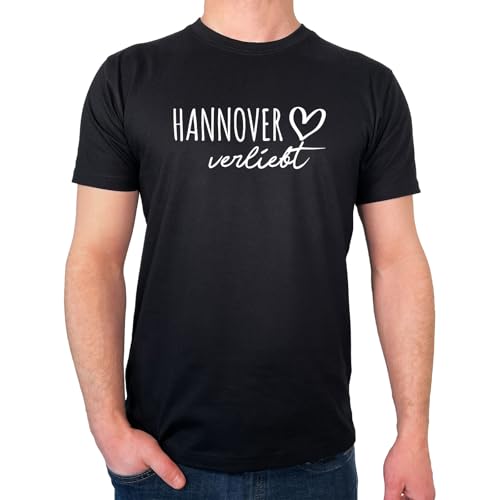Huuraa Männer T-Shirt Hannover verliebt Geschenk Größe L Black Bio Baumwolle Fairtrade Hannover Geschenkidee von Huuraa