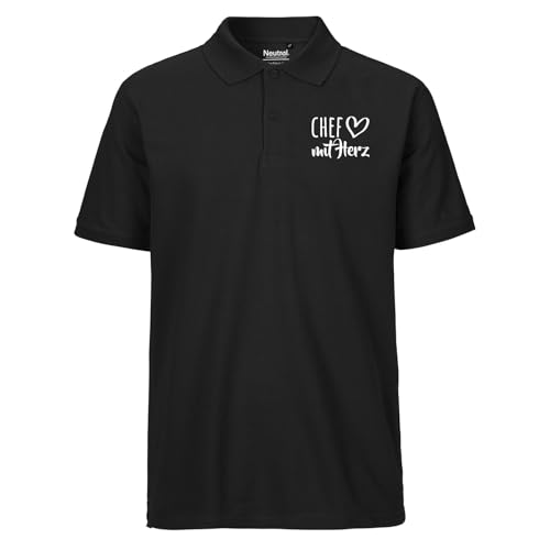 Huuraa Mens Poloshirt Chef mit Herz Geschenk Größe XL Black Bio Baumwolle Fairtrade Chef Mitbringsel von Huuraa