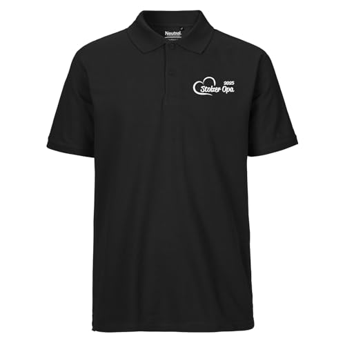 Huuraa Mens Poloshirt Stolzer Opa 2025 Herz Geschenk Größe XL Black Bio Baumwolle Fairtrade Stolzer Opa Mitbringsel von Huuraa