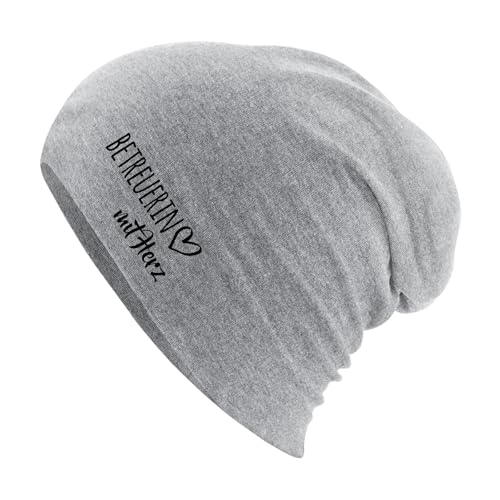 Huuraa Mütze Betreuerin mit Herz Geschenk Heather Grey Betreuerin Accessoire von Huuraa
