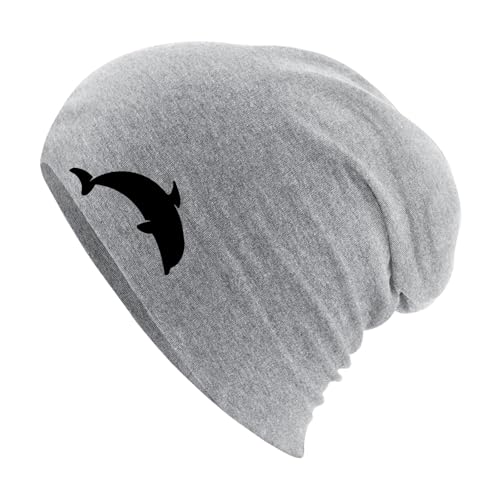Huuraa Mütze Delfin Silhouette Geschenk Heather Grey Delfin Accessoire von Huuraa