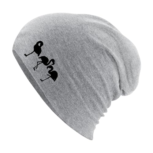 Huuraa Mütze Flamingos Silhouette Geschenk Heather Grey Flamingos Accessoire von Huuraa