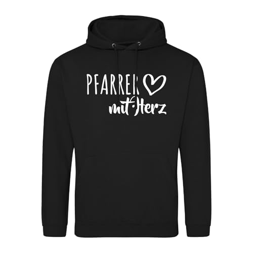 Huuraa Kapuzenpullover Pfarrer mit Herz Geschenk Größe XL Deep Black Vegan Pfarrer Mitbringsel von Huuraa