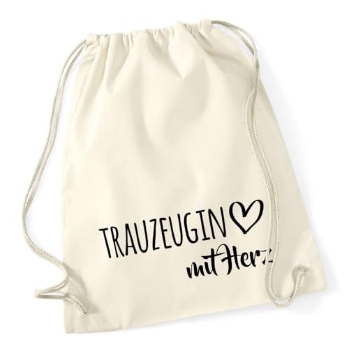 Huuraa Rucksack Trauzeugin mit Herz Geschenk 12 Liter Natural Baumwolle Trauzeugin Accessoire von Huuraa