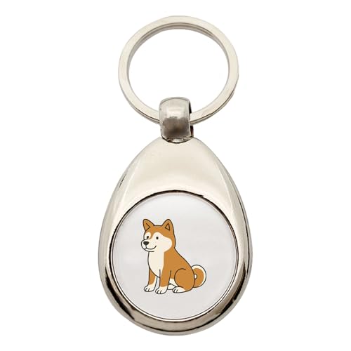 Huuraa Schlüsselanhänger Akita Inu Comic Akita Geschenk Metall Einkaufswagenchip Akita Inu Geschenkidee von Huuraa