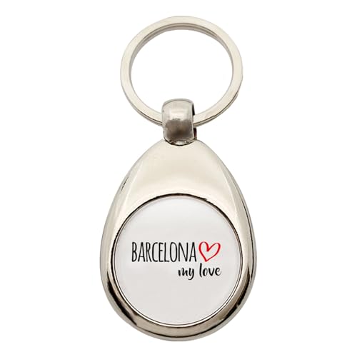 Huuraa Schlüsselanhänger Barcelona my love Geschenk Metall Einkaufswagenchip Barcelona Geschenkidee von Huuraa