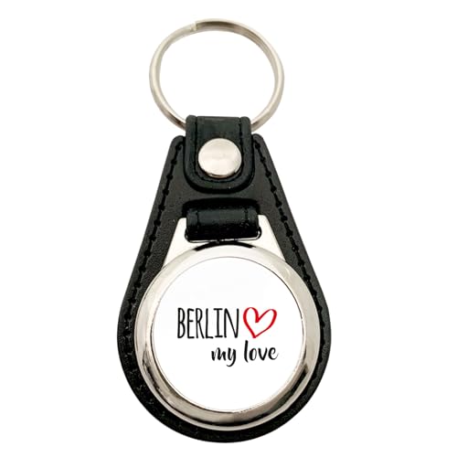 Huuraa Anhänger Berlin my love Geschenk Metall mit Kunstleder Einkaufswagenlöser Berlin Präsent von Huuraa