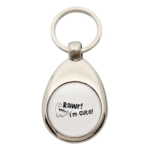 Huuraa Schlüsselanhänger Brachiosaurus I`m cute Geschenk Metall Einkaufswagenchip Brachiosaurus Geschenkidee von Huuraa