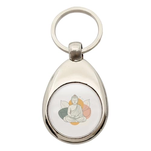 Huuraa Schlüsselanhänger Buddha Buddhismus Geschenk Metall Einkaufswagenchip Buddha Geschenkidee von Huuraa
