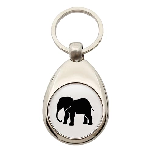 Huuraa Schlüsselanhänger Elefant Silhouette Geschenk Metall Einkaufswagenchip Elefant Geschenkidee von Huuraa