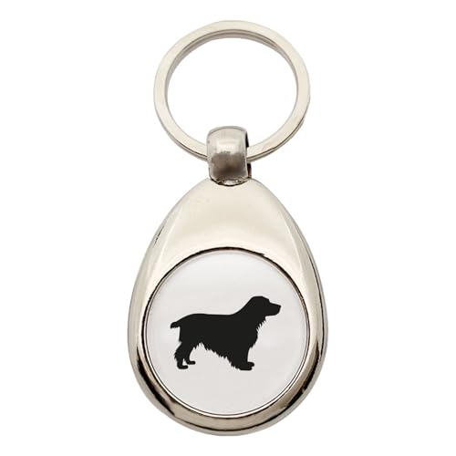 Huuraa Schlüsselanhänger English Cocker Spaniel Silhouette Geschenk Metall Einkaufswagenchip English Cocker Spaniel Geschenkidee von Huuraa