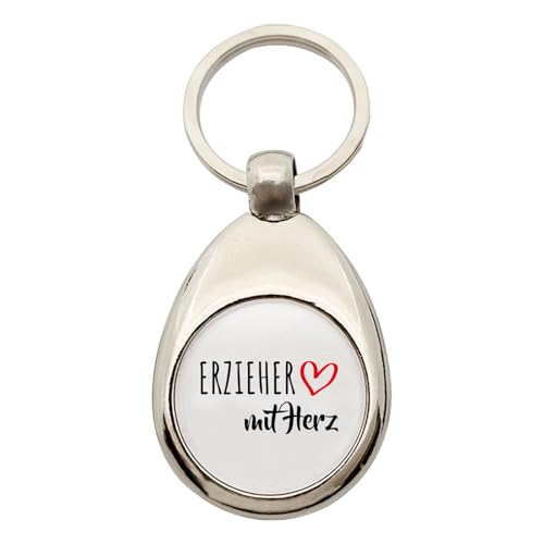 Huuraa Schlüsselanhänger Erzieher mit Herz Geschenk Metall Einkaufswagenchip Erzieher Geschenkidee von Huuraa