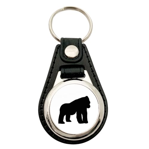 Huuraa Anhänger Gorilla Silhouette Geschenk Metall mit Kunstleder Einkaufswagenlöser Gorilla Präsent von Huuraa