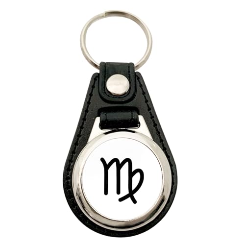 Huuraa Anhänger Jungfrau Sternzeichen Zeichen Geschenk Metall mit Kunstleder Einkaufswagenlöser Jungfrau Präsent von Huuraa