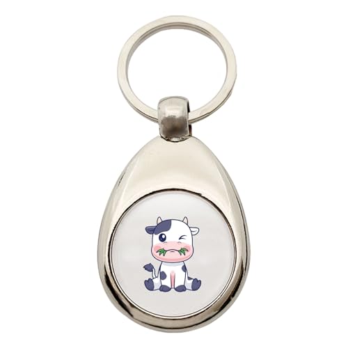 Huuraa Schlüsselanhänger Kälbchen Baby Kuh Geschenk Metall Einkaufswagenchip Kälbchen Geschenkidee von Huuraa