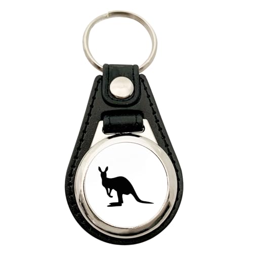 Huuraa Anhänger Kangaroo Silhouette Geschenk Metall mit Kunstleder Einkaufswagenlöser Kangaroo Präsent von Huuraa