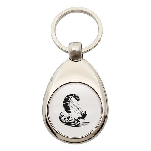 Huuraa Schlüsselanhänger Kitesurfen Silhouette Geschenk Metall Einkaufswagenchip Kitesurfen Geschenkidee von Huuraa