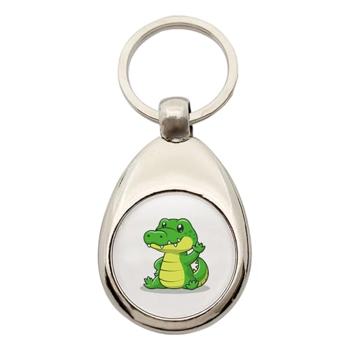 Huuraa Schlüsselanhänger Krokodil Comic Geschenk Metall Einkaufswagenchip Krokodil Geschenkidee von Huuraa