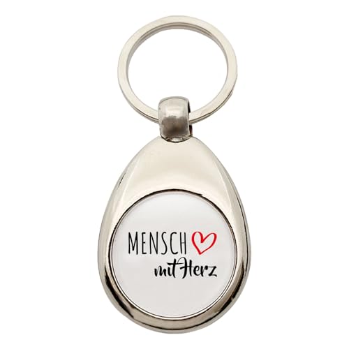 Huuraa Schlüsselanhänger Mensch mit Herz Geschenk Metall Einkaufswagenchip Mensch Geschenkidee von Huuraa