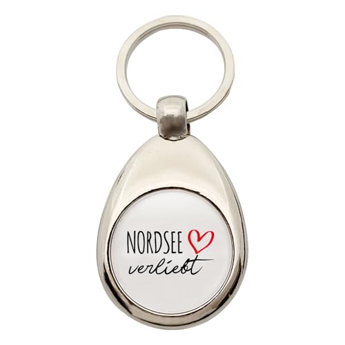 Huuraa Schlüsselanhänger Nordsee verliebt Geschenk Metall Einkaufswagenchip Nordsee Geschenkidee von Huuraa