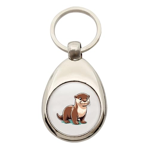 Huuraa Schlüsselanhänger Otter Comic Geschenk Metall Einkaufswagenchip Otter Geschenkidee von Huuraa