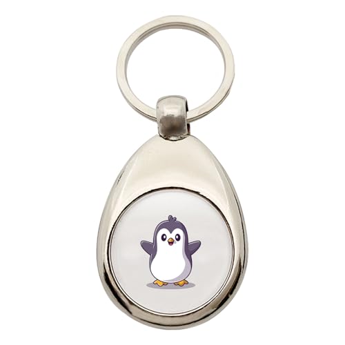Huuraa Schlüsselanhänger Pinguin Comic Geschenk Metall Einkaufswagenchip Pinguin Geschenkidee von Huuraa