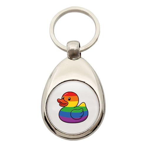 Huuraa Schlüsselanhänger Quietscheente LGBTQ Pride Comic Gummiente Geschenk Metall Einkaufswagenchip Quietscheente LGBTQ Pride Geschenkidee von Huuraa