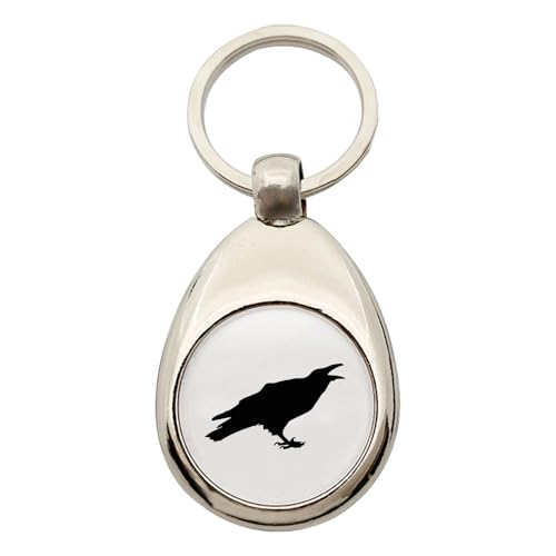Huuraa Schlüsselanhänger Rabe Silhouette Geschenk Metall Einkaufswagenchip Rabe Geschenkidee von Huuraa
