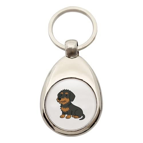 Huuraa Schlüsselanhänger Rauhaar Dackel Sausage Dog Comic Geschenk Metall Einkaufswagenchip Rauhaar Dackel Geschenkidee von Huuraa