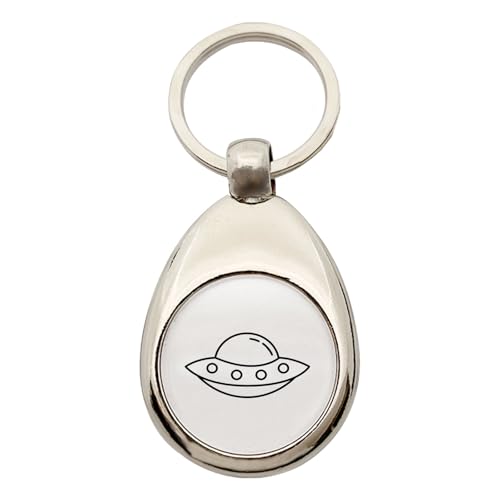 Huuraa Schlüsselanhänger Raumschiff UFO Geschenk Metall Einkaufswagenchip Raumschiff Geschenkidee von Huuraa