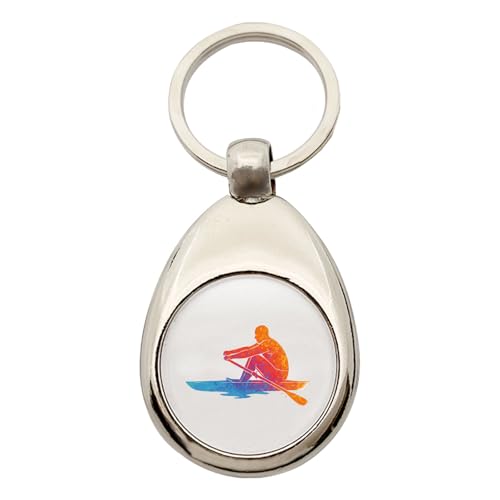 Huuraa Schlüsselanhänger Rudern bunte Silhouette Geschenk Metall Einkaufswagenchip Rudern Geschenkidee von Huuraa