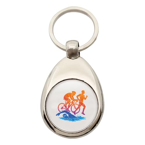 Huuraa Schlüsselanhänger Triathlon bunte Silhouette Geschenk Metall Einkaufswagenchip Triathlon Geschenkidee von Huuraa