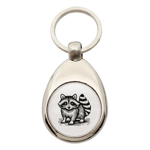 Huuraa Schlüsselanhänger Waschbär Comic Geschenk Metall Einkaufswagenchip Waschbär Geschenkidee von Huuraa