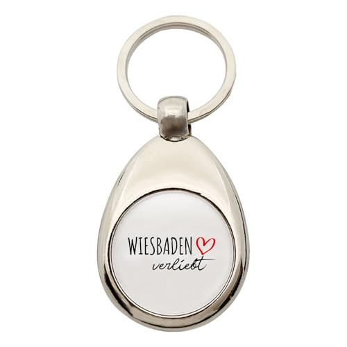 Huuraa Schlüsselanhänger Wiesbaden verliebt Geschenk Metall Einkaufswagenchip Wiesbaden Geschenkidee von Huuraa