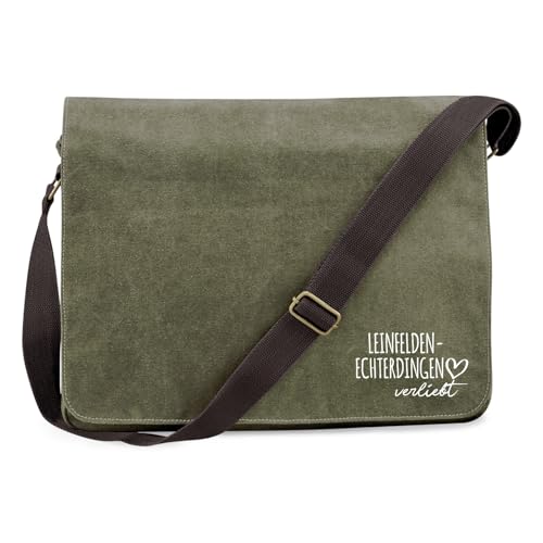 Huuraa Schultertasche Leinfelden-Echterdingen verliebt Geschenk 14 Liter Military Green Canvas Leinfelden-Echterdingen Mitbringsel von Huuraa
