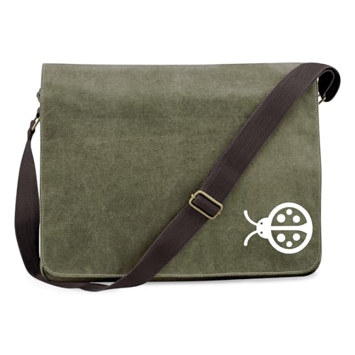 Huuraa Schultertasche Marienkäfer Silhouette Geschenk 14 Liter Military Green Canvas Marienkäfer Mitbringsel von Huuraa