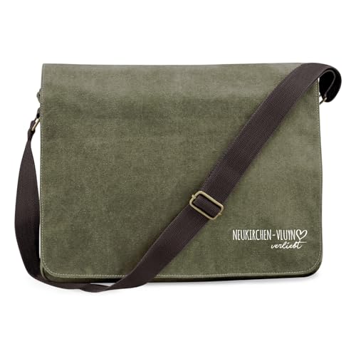Huuraa Schultertasche Neukirchen-Vluyn verliebt Geschenk 14 Liter Military Green Canvas Neukirchen-Vluyn Mitbringsel von Huuraa