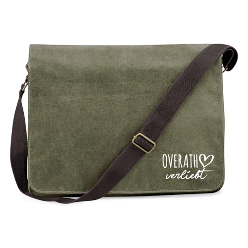 Huuraa Schultertasche Overath verliebt Geschenk 14 Liter Military Green Canvas Overath Mitbringsel von Huuraa