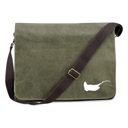 Huuraa Schultertasche Rochen Silhouette Geschenk 14 Liter Military Green Canvas Rochen Mitbringsel von Huuraa