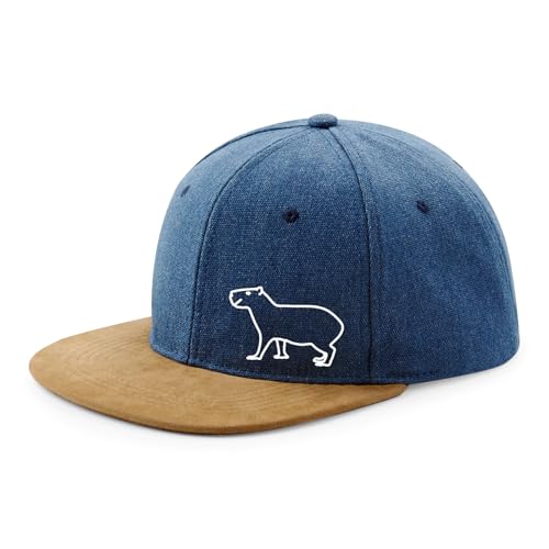 Huuraa Snapback Cap Capybara Silhouette Geschenk Denim Capybara Präsent von Huuraa