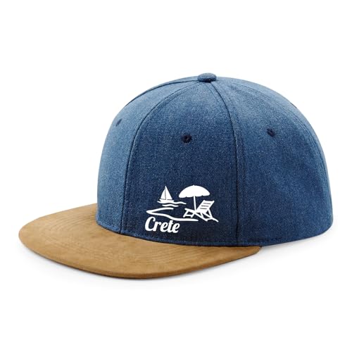 Huuraa Snapback Cap Crete Griechenland Geschenk Denim Crete Präsent von Huuraa
