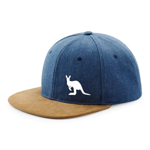 Huuraa Snapback Cap Kangaroo Silhouette Geschenk Denim Kangaroo Präsent von Huuraa
