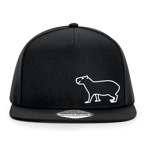 Huuraa Snapback Cappy Capybara Silhouette Geschenk Black Capybara Mode von Huuraa