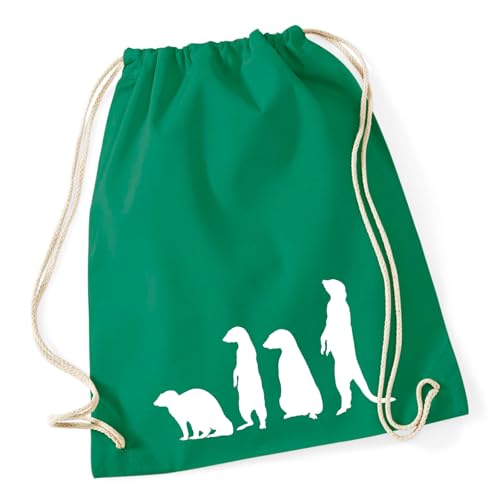 Huuraa Sportbeutel Erdmännchen Silhouette Geschenk 12 Liter Kelly Green Baumwolle Erdmännchen Präsent von Huuraa