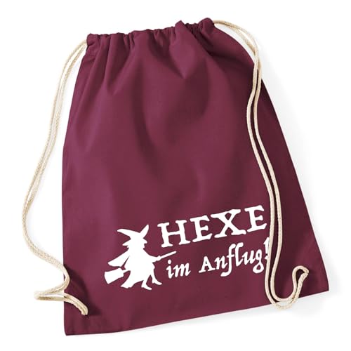 Huuraa Sporttasche Hexe im Anflug Geschenk 12 Liter Burgundy Baumwolle Hexe Überraschung von Huuraa