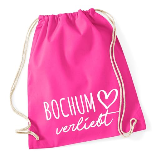 Huuraa Stoffbeutel Bochum verliebt Geschenk 12 Liter Fuchsia Baumwolle Bochum Aufmerksamkeit von Huuraa