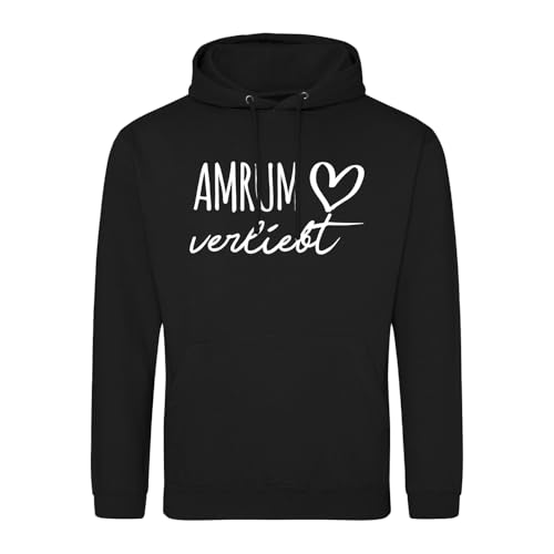 Huuraa Unisex Hoodie Amrum verliebt Geschenk Größe S Deep Black Vegan Amrum Mode von Huuraa