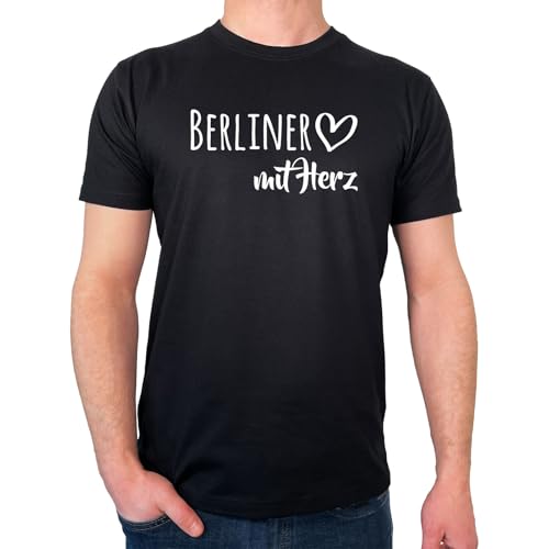Huuraa T-Shirt Berliner mit Herz Geschenk Größe XL Black Bio Baumwolle Fairtrade Berliner Mitbringsel von Huuraa