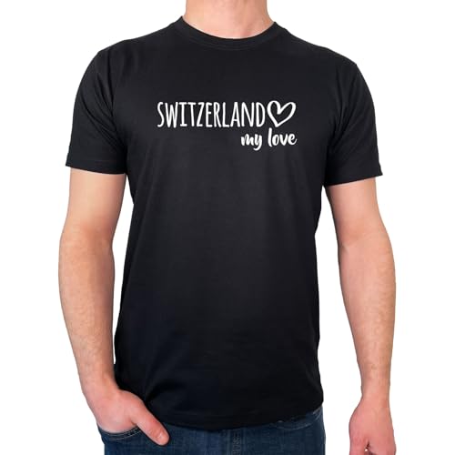 Huuraa T-Shirt Switzerland My Love Geschenk Größe XL Black Bio Baumwolle Fairtrade Switzerland Mitbringsel von Huuraa