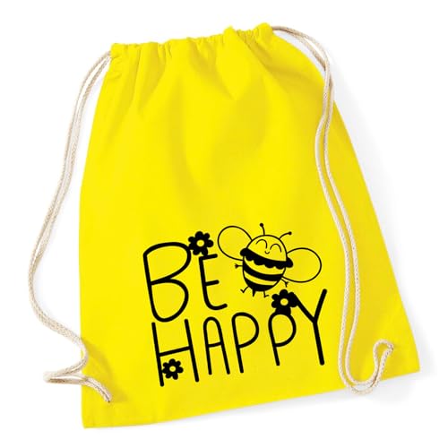 Huuraa Beutel Be Happy Biene Geschenk 12 Liter Yellow Baumwolle Be Happy Souvenir von Huuraa